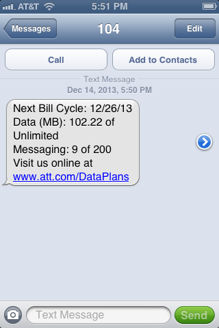 AT&T Data Text Message